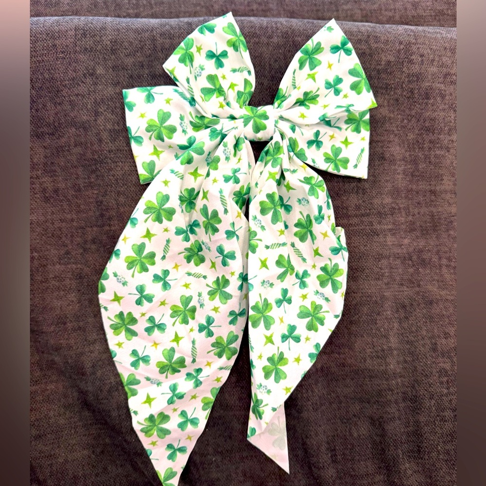 Handmade Large Double Bow on Barrette Closure- Candy Clovers